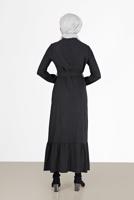 Vêtements hijab NOIR ROBE À RAYURES AVEC CEINTURE 40271