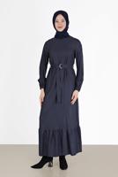 Vêtements hijab BLEU MARINE ROBE À RAYURES AVEC CEINTURE 40271