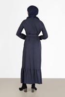 Vêtements hijab BLEU MARINE ROBE À RAYURES AVEC CEINTURE 40271