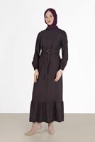 Vêtements hijab PRUNE ROBE À RAYURES AVEC CEINTURE 40271