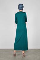 Tesettür giyim MAVİ ÖNÜ BAĞLAMA DETAYLI TRİKO ELBİSE 41029 