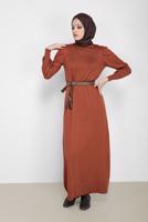 Tesettür giyim TURUNCU ALVİNA TRİKO ELBİSE T 42061