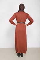 Tesettür giyim TURUNCU ALVİNA TRİKO ELBİSE T 42061