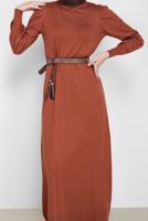 Tesettür giyim TURUNCU ALVİNA TRİKO ELBİSE T 42061