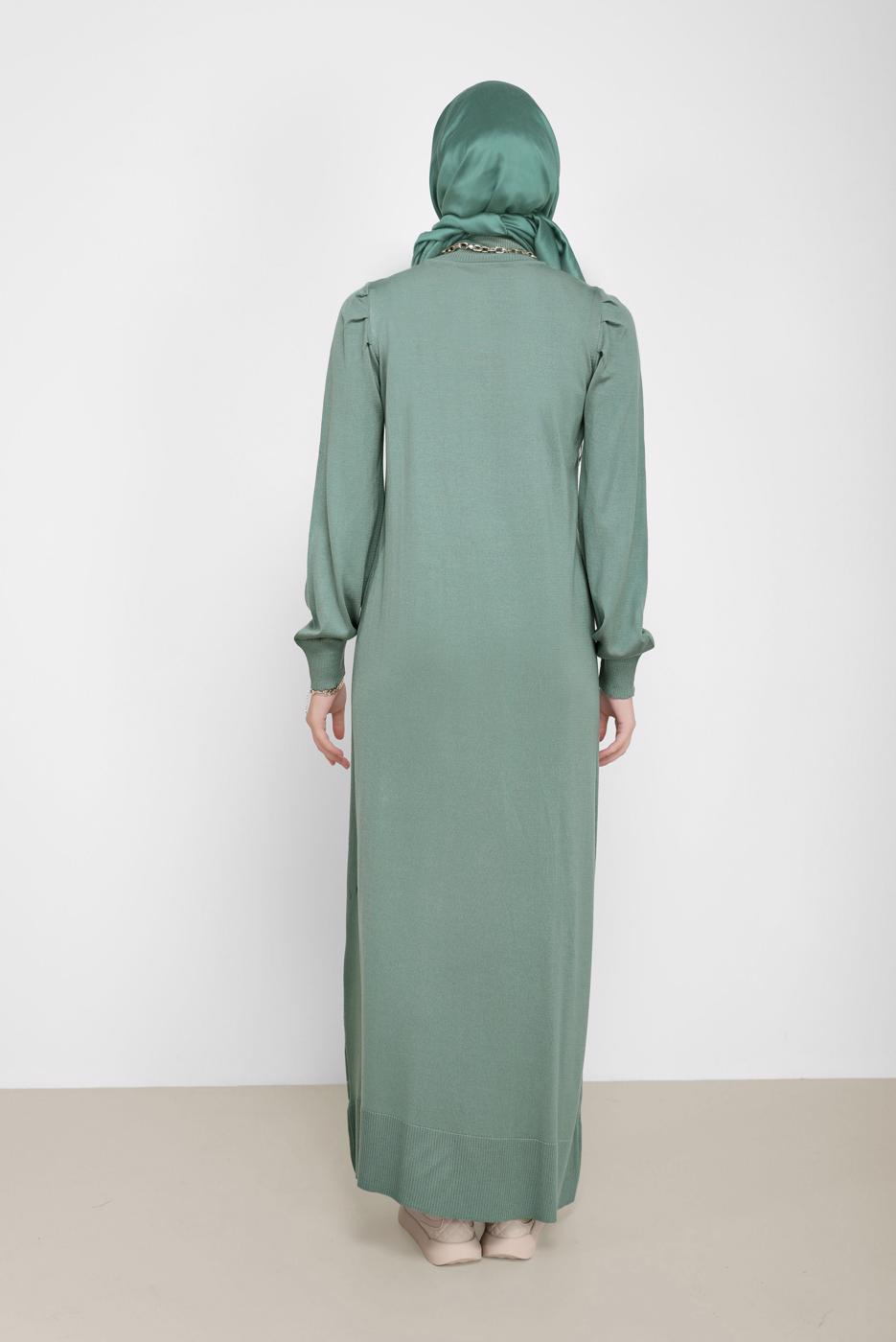Tesettür giyim YEŞİL ALVİNA TRİKO ELBİSE T 42061