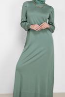 Tesettür giyim YEŞİL ALVİNA TRİKO ELBİSE T 42061