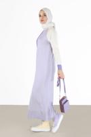 Tesettür giyim MOR ALVİNA ÜÇ RENKLİ TRİKO ELBİSE T 42084
