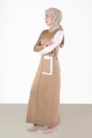 Tesettür giyim KAHVE ALVİNA TRİKO ELBİSE T 42115