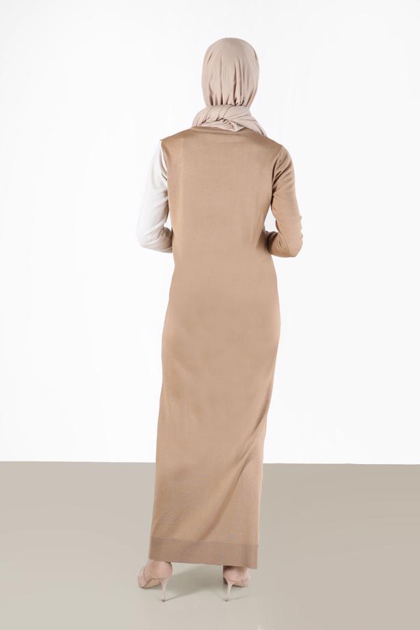 Tesettür giyim KAHVE ALVİNA TRİKO ELBİSE T 42115 - TRENDTESETTÜR