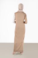 Tesettür giyim KAHVE ALVİNA TRİKO ELBİSE T 42115