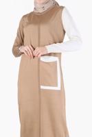 Tesettür giyim KAHVE ALVİNA TRİKO ELBİSE T 42115