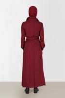 Tesettür giyim KIRMIZI ALVİNA GÖMLEK YAKA ELBİSE T 42268-1