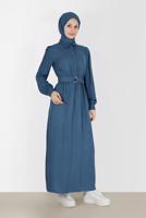 Tesettür giyim YEŞİL ALVİNA GÖMLEK YAKA ELBİSE T 42268-1