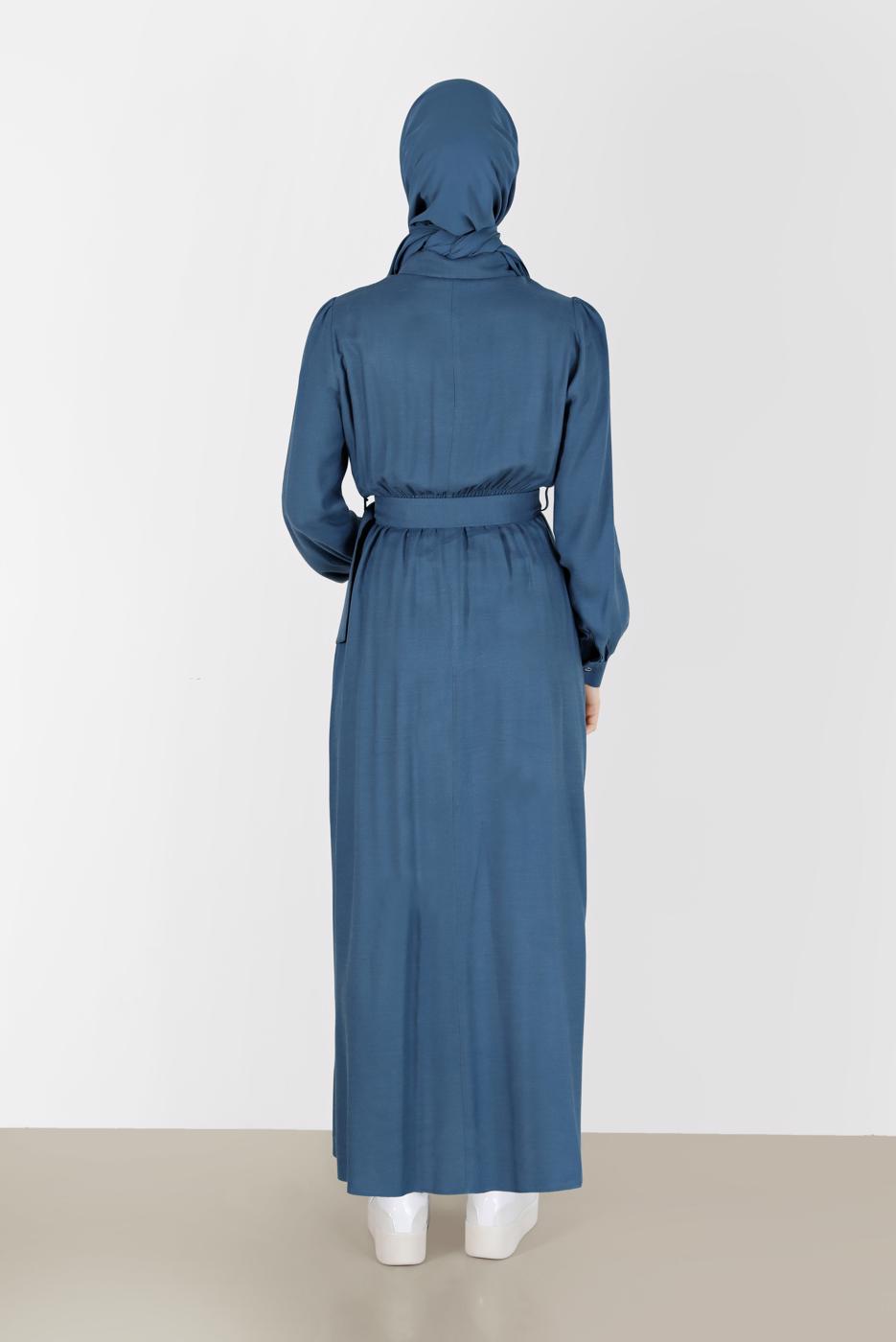 Tesettür giyim YEŞİL ALVİNA GÖMLEK YAKA ELBİSE T 42268-1