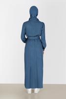 Tesettür giyim YEŞİL ALVİNA GÖMLEK YAKA ELBİSE T 42268-1