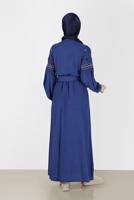 Tesettür giyim LACİVERT ALVİNA NAKIŞ DETAYLI ELBİSE T 42387