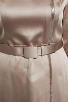 Tesettür giyim BEJ ALVİNA SATEN ELBİSE T 42417