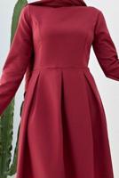 Hijab clothing CLARET RED PLEAT DETAIL DRESS 50001 