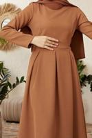 Hijab clothing BROWN PLEAT DETAIL DRESS 50001 