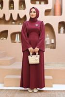 Hijab clothing CLARET RED WIDE CUT SLEEVE DRESS 60001 