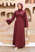 Hijab clothing CLARET RED WIDE CUT SLEEVE DRESS 60001 