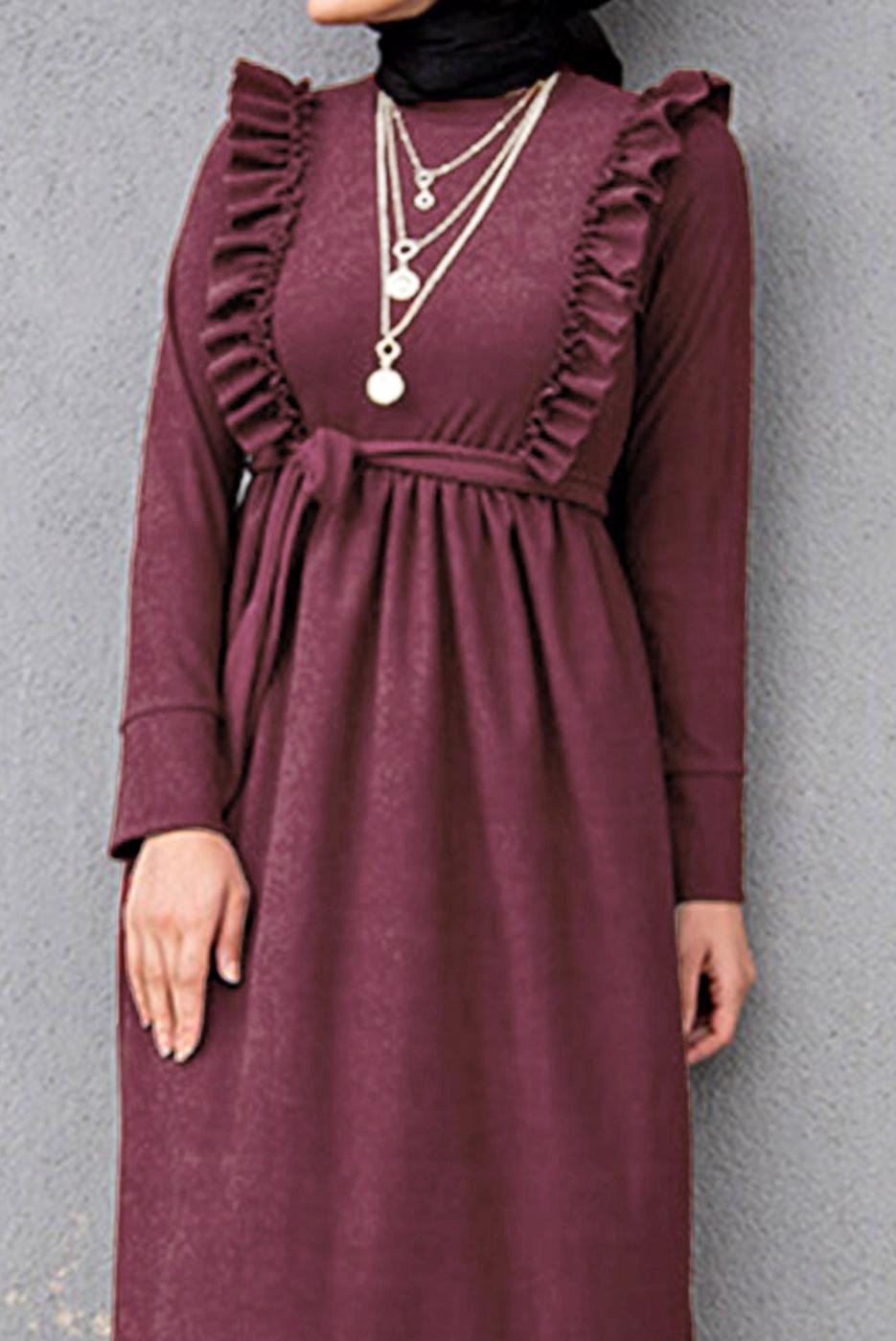 Vêtements hijab ROSE ROBE CEINTURÉE À VOLANTS 7066