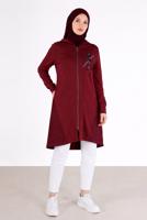 Hijab clothing CLARET RED ALVINA EYELET DETAILED TRACKSUIT TUNIC T 42440