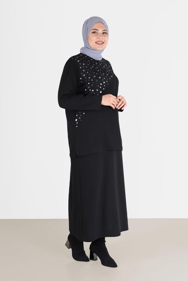 Hijab clothing BLACK ALVINA SKIRTED SUIT T 20192 - TRENDTESETTÜR