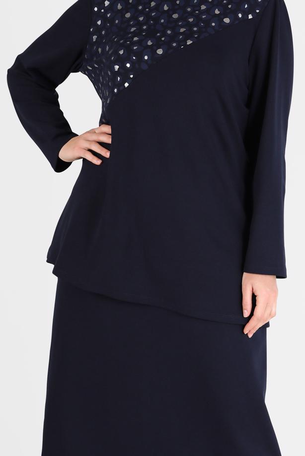 Hijab clothing NAVY BLUE ALVINA SKIRTED SUIT T 20192 - TRENDTESETTÜR