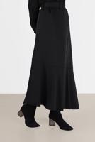 Hijab clothing BLACK ALVİNA ASYMMETRIC CUT FRILLED BELTED SKIRT 60002
