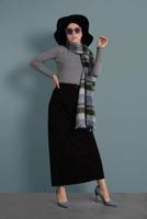 Tesettür giyim SİYAH ALVİNA KADİFE ETEK 60035 