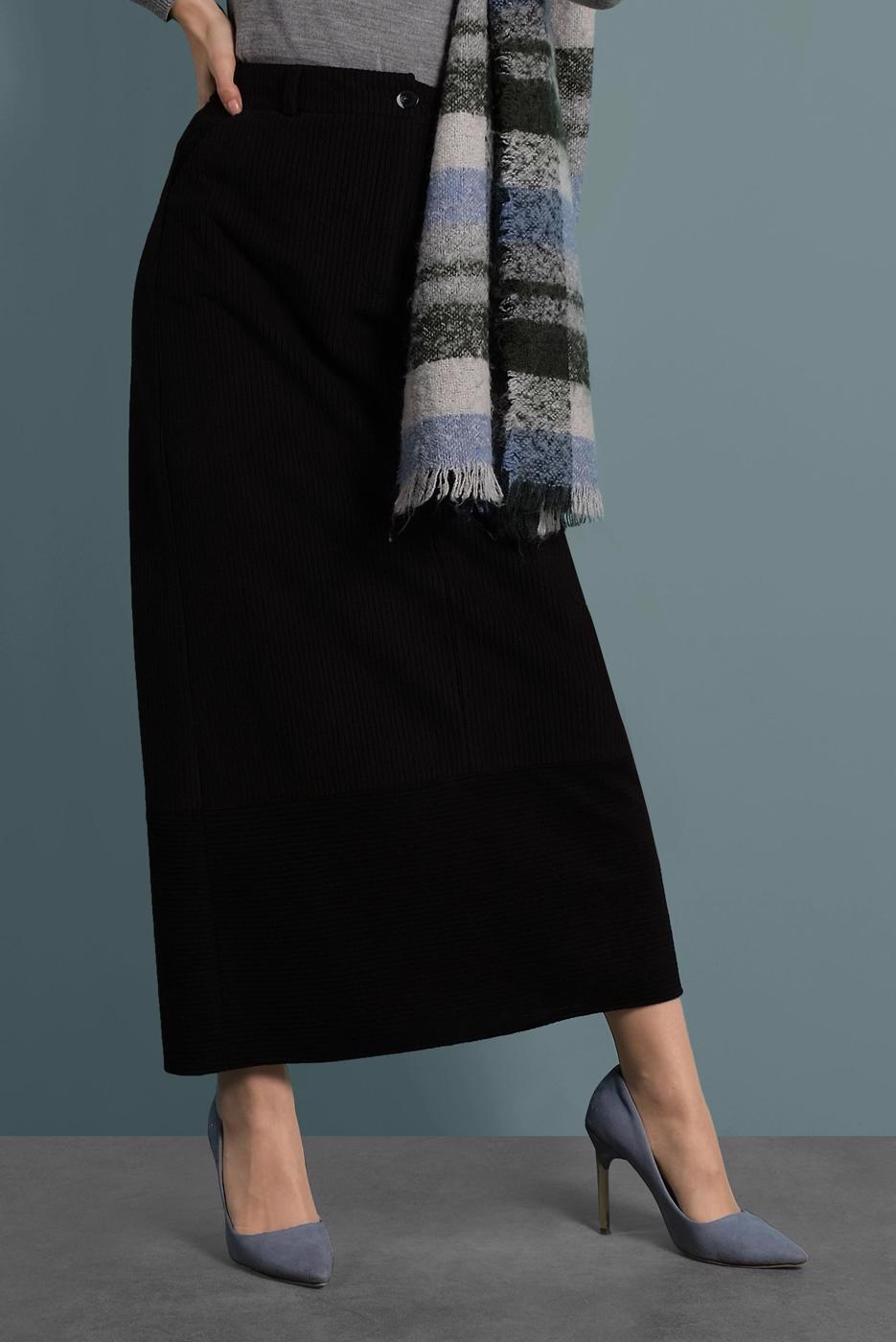 Tesettür giyim SİYAH ALVİNA KADİFE ETEK 60035 