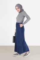 Hijab clothing NAVY BLUE ALVİNA VELVET SKIRT 60035 