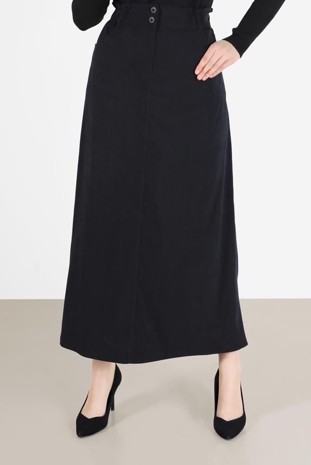 Vêtements hijab NOIR JUPE TAILLE ÉLASTIQUE ALVİNA 60117 - TRENDTESETTÜR