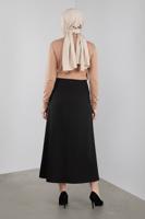 Tesettür giyim SİYAH ALVİNA DÜĞME DETAYLI KLASİK ETEK 60125	