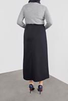 Hijab clothing NAVY BLUE ALVİNA BUTTON DETAIL CLASSIC SKIRT 60125