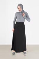 Hijab clothing BLACK ALVİNA EYELET DETAIL SKIRT 60128 