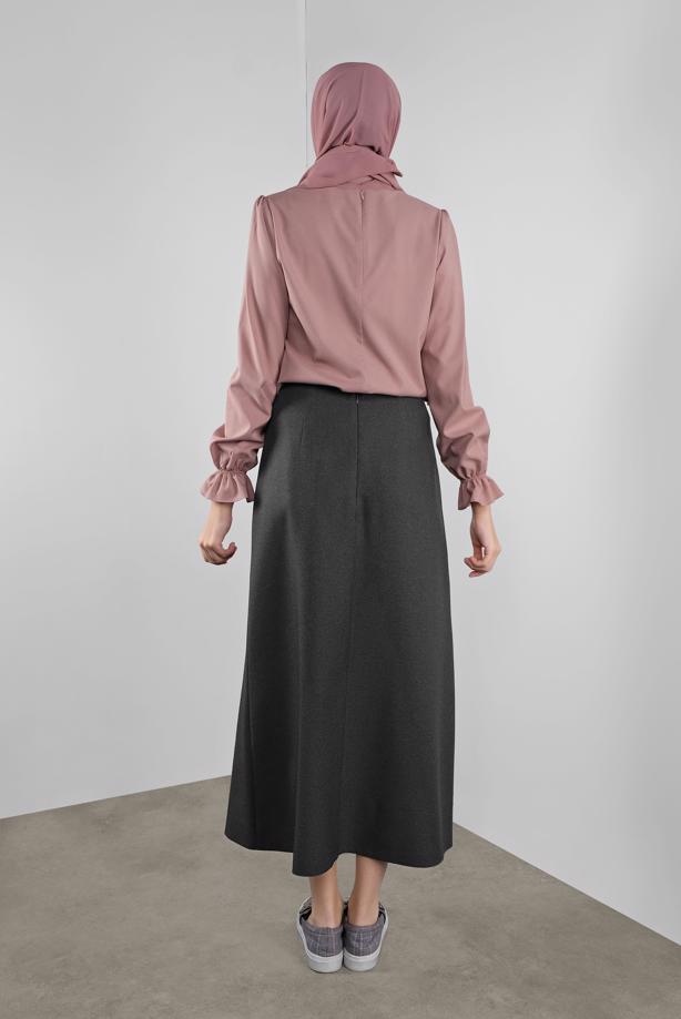 Vêtements hijab GRIS JUPE À OEILLETS ALVİNA 60128 - TRENDTESETTÜR