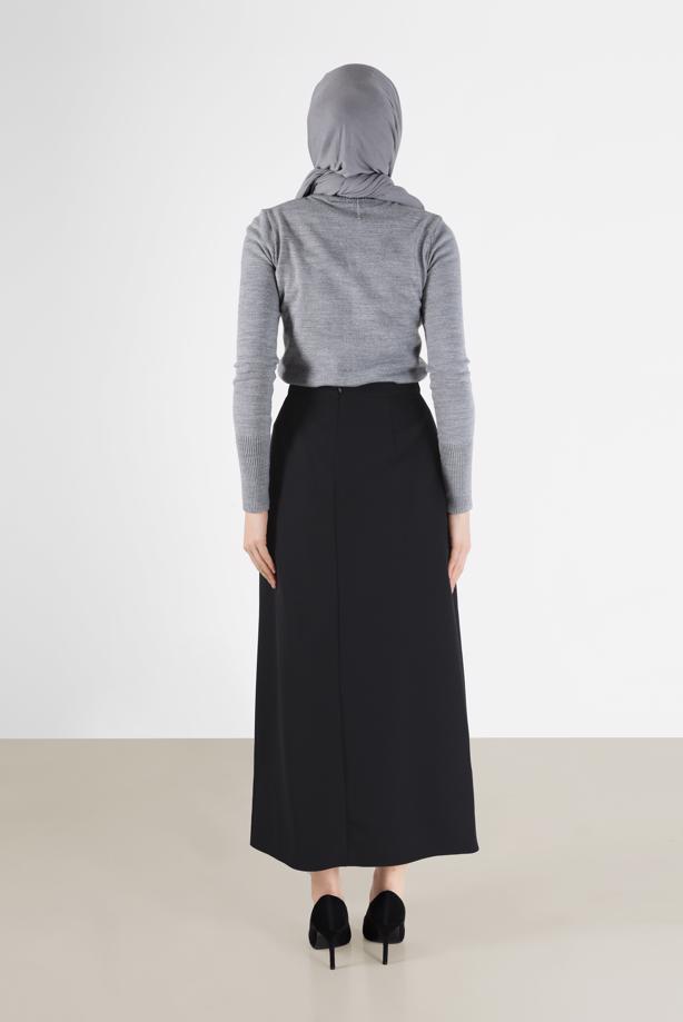 Tesettür giyim SİYAH ALVİNA KALEM ETEK 60129  - TRENDTESETTÜR