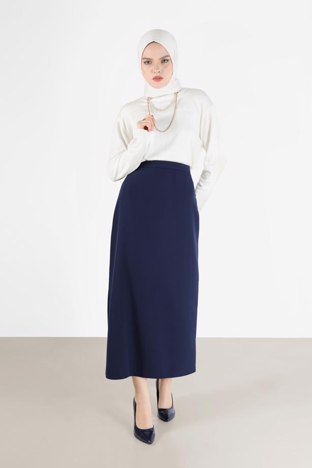 Tesettür giyim LACİVERT ALVİNA KALEM ETEK 60129  - TRENDTESETTÜR
