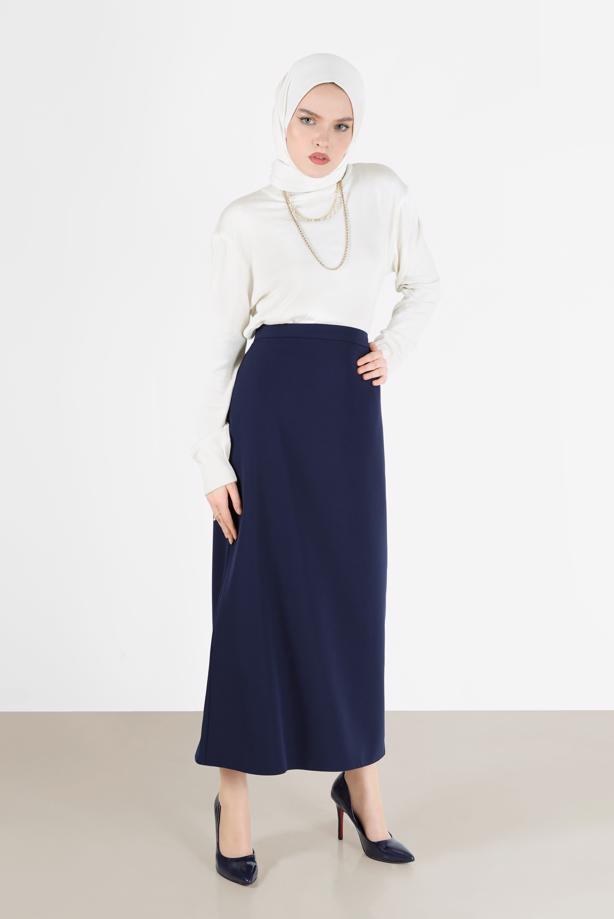 Tesettür giyim LACİVERT ALVİNA KALEM ETEK 60129  - TRENDTESETTÜR