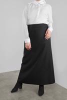 Vêtements hijab NOIR JUPE COUPE A FERMETURE ÉCLAIR ALVİNA 60132