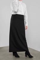 Vêtements hijab NOIR JUPE COUPE A FERMETURE ÉCLAIR ALVİNA 60132