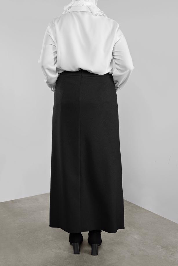 Tesettür giyim SİYAH ALVİNA FERMUARLI A KESİM ETEK 60132  - TRENDTESETTÜR