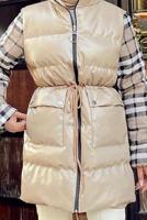 Tesettür giyim VİZON BELİ BÜZGÜLÜ KOLLARI EKOSE DESENLİ KABAN 041