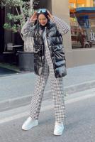 Tesettür giyim ÇOK RENKLİ KOLLARI KAZAYAĞI DESENLİ ŞİŞME KABAN 041-1 