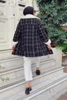 Tesettür giyim SİYAH KÜRK DETAYLI TÜVİT KABAN 4011-1