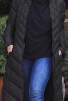 Tesettür giyim SİYAH KAPÜŞONLU ŞİŞME KABAN T 0041	