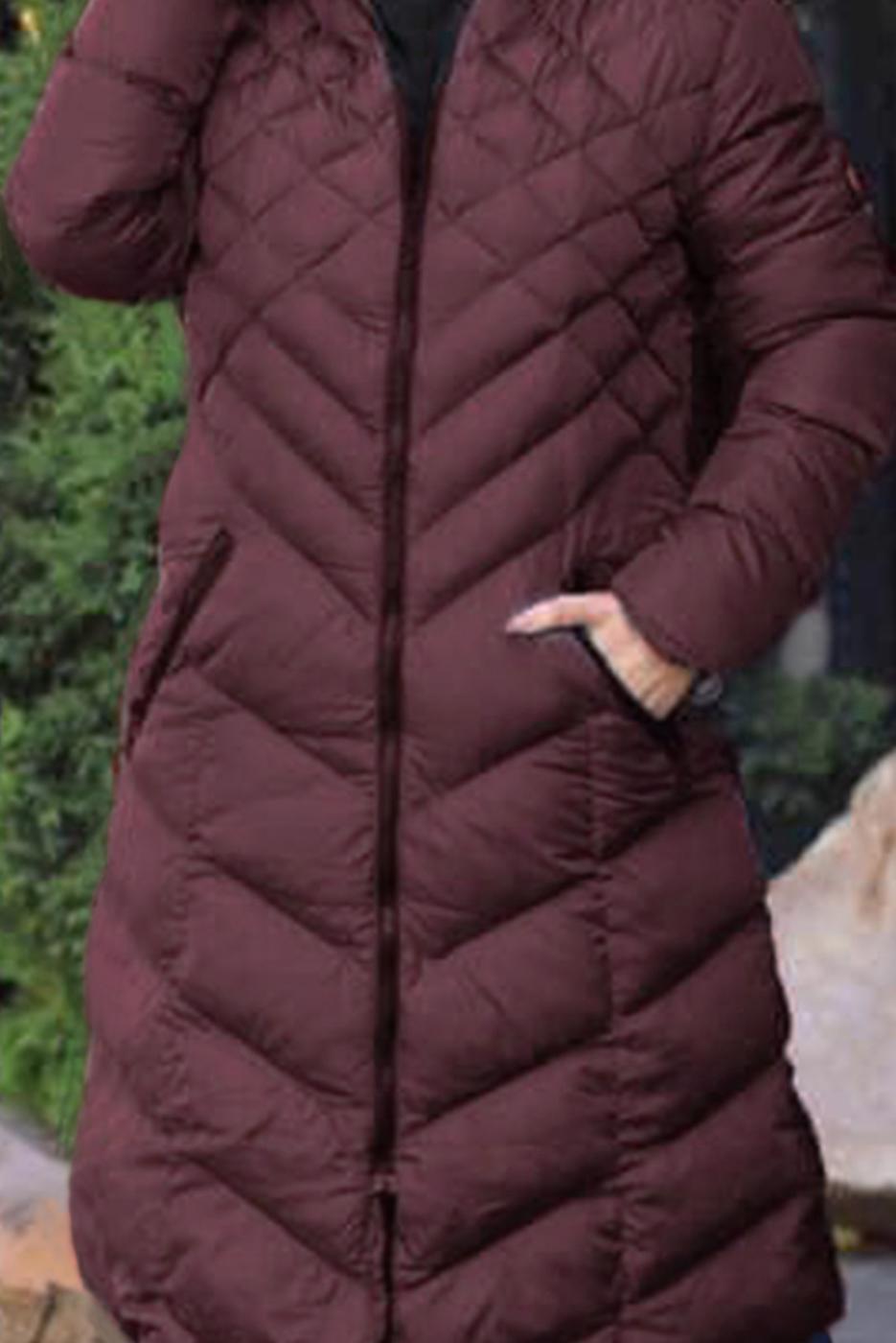 Tesettür giyim BORDO KAPÜŞONLU ŞİŞME KABAN T 0041	