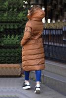 Tesettür giyim TABA KAPÜŞONLU ŞİŞME KABAN T 0041	